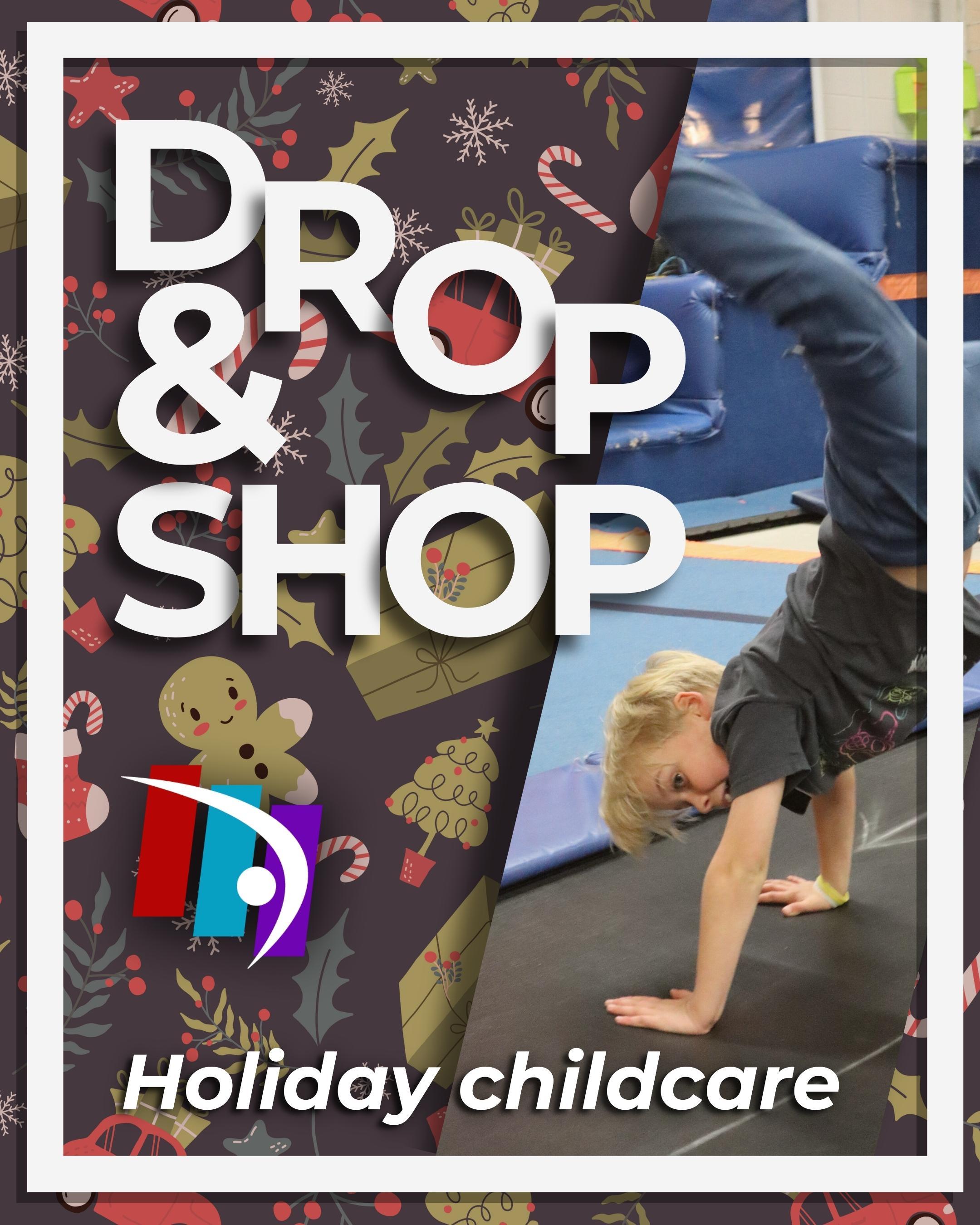 Image of holiday promo with child doing cartwheel